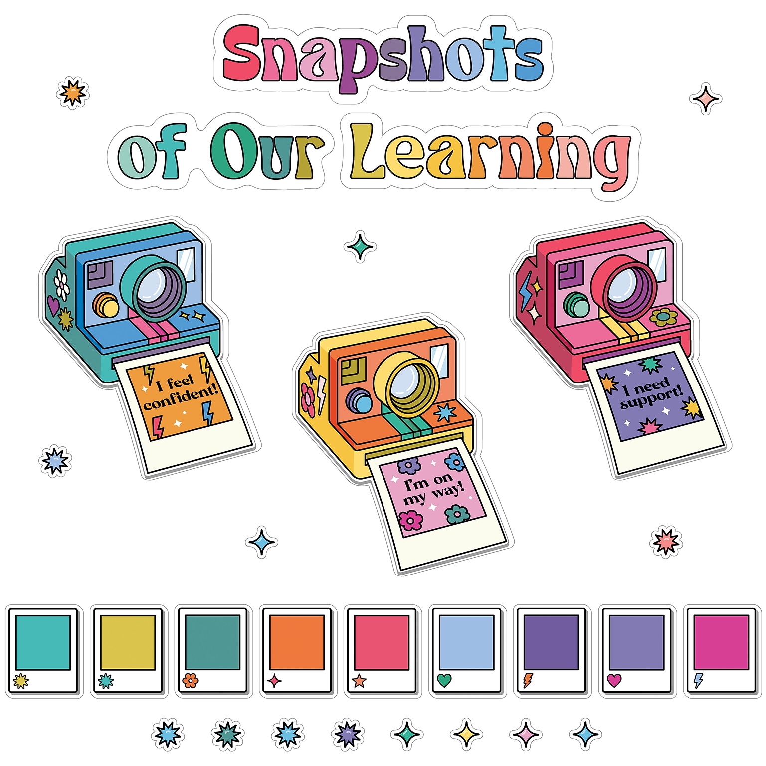 Carson-Dellosa Happily Ever Elementary Retro Remix Snapshots of Our Learning Bulletin Board Set (110595)