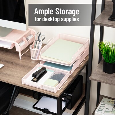 Mind Reader Metal Desk Organizer, Pink (3TSET-PNK)