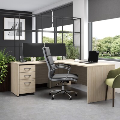 Bush Business Furniture Studio C 72W L Shaped Desk with Drawers, Natural Elm (STC007NESU)
