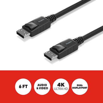 Staples TECH 6 ft. Display Port to Display Port Audio/Video Cable, Male to Male, Black (ST62469)