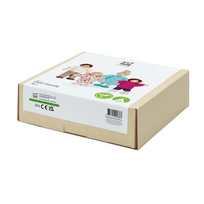 PlanToys Wooden Doll Family, Light Skin Tone & Brown Hair, 4/Set (PTS7142)