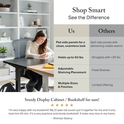 Bush Furniture Salinas 63"H 5-Shelf Bookcase with Adjustable Shelves, Cape Cod Gray Laminated Wood (SAB132CG-03)