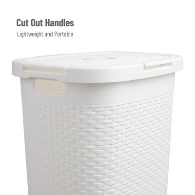 Mind Reader Plastic Laundry Hamper with Lid, White (60HAMP-WHT)