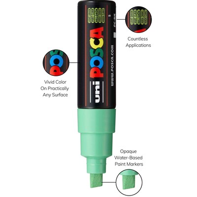POSCA PC-8K Water Based Paint Marker, Broad Chisel Tip, Light Green, 2/Pack (UBCPC8KLGREEN-2)