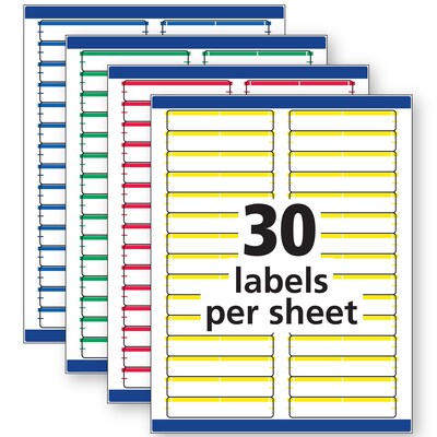 Avery Sure Feed Laser/Inkjet File Folder Labels, 2/3" x 3-7/16", Assorted, 750 Labels/Pack (6466)