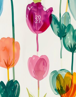 2027 Willow Creek Spring Tulips 7.5 x 9.5 Monthly Desk Calendar, Assorted Colors (67420)