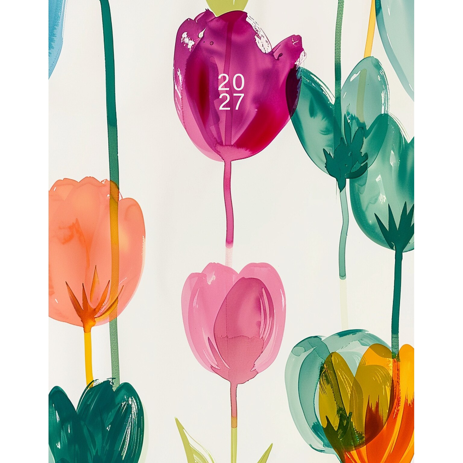 2027 Willow Creek Spring Tulips 7.5 x 9.5 Monthly Desk Calendar, Assorted Colors (67420)