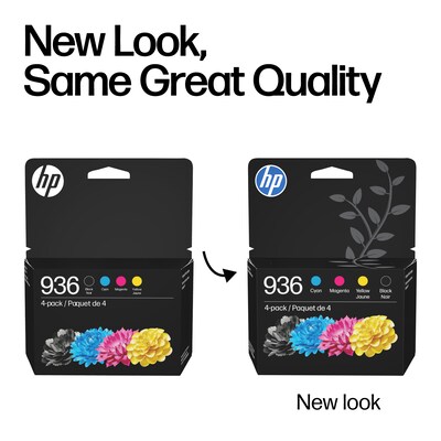 HP 936 Black/Cyan/Magenta/Yellow Standard Yield Ink Cartridges, 4/Pack (6C3Z5LN)