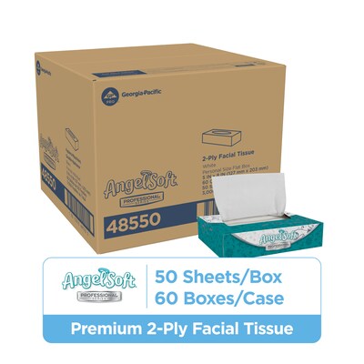 Angel Soft Professional Series Facial Tissue, 2-Ply, 50 Sheets/Box, 60/Carton (48550)