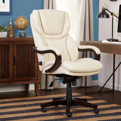 Serta Big and Tall Ergonomic Bonded Leather Swivel Executive Chair, Ivory (43506B)