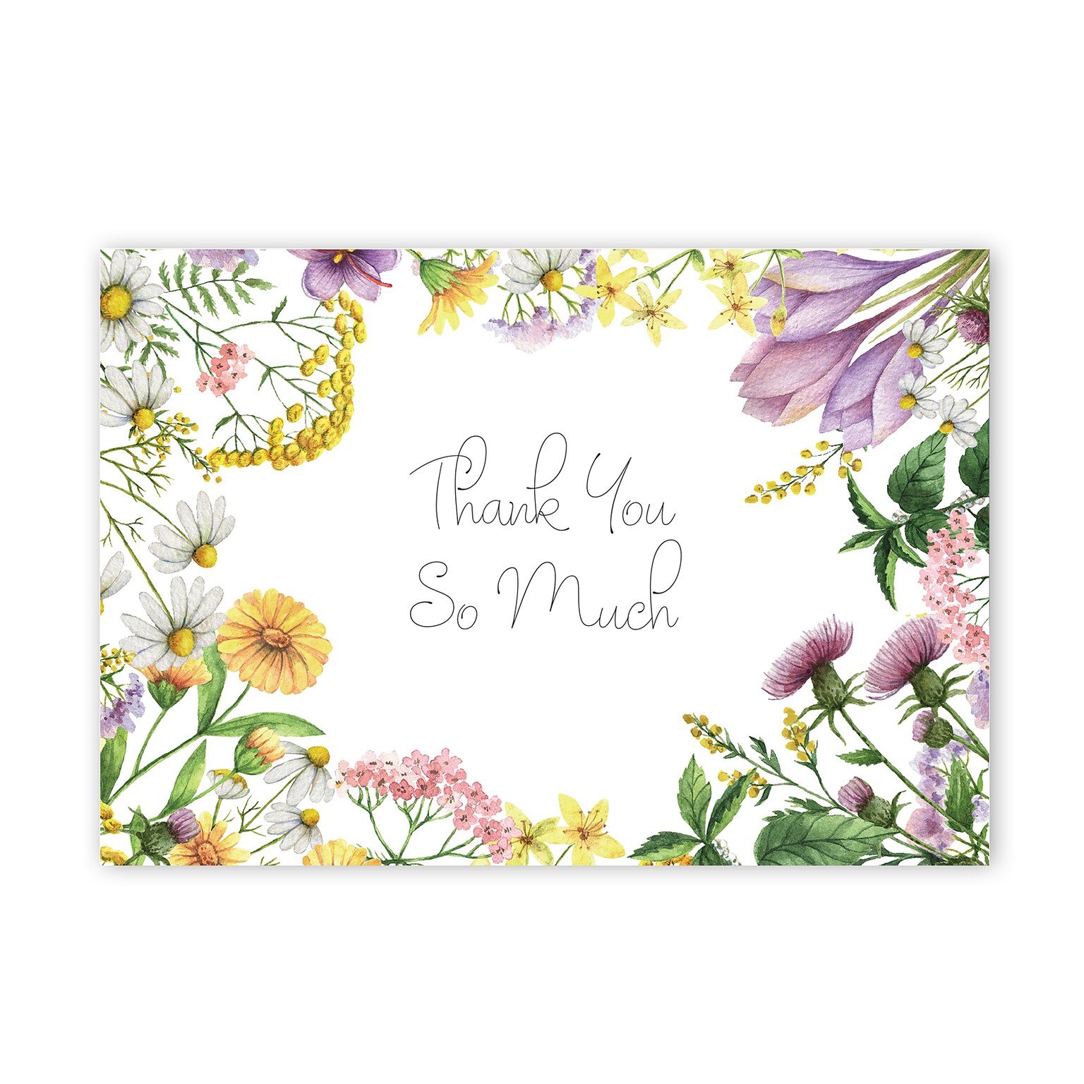 Great Papers Flower Meadows General Use Thank You Notecard Kits, Multicolored, 24/Pack (2025030)