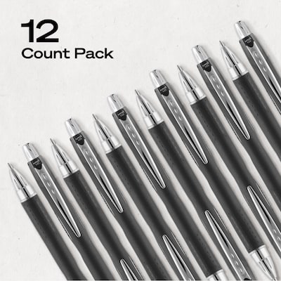 uniball Jetstream RT Retractable Ballpoint Pen, Medium Point, 1.0mm, Black Ink, Dozen (73832)