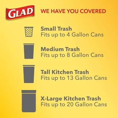 GLAD ForceFlex Tall Drawstring Trash Bags, 13 Gallon White Trash