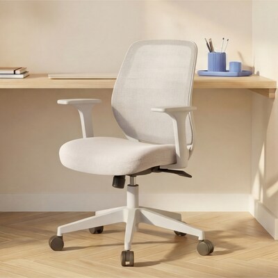 Staples Essentials Ergonomic Fabric Swivel Task Chair, Gray (UN58149)