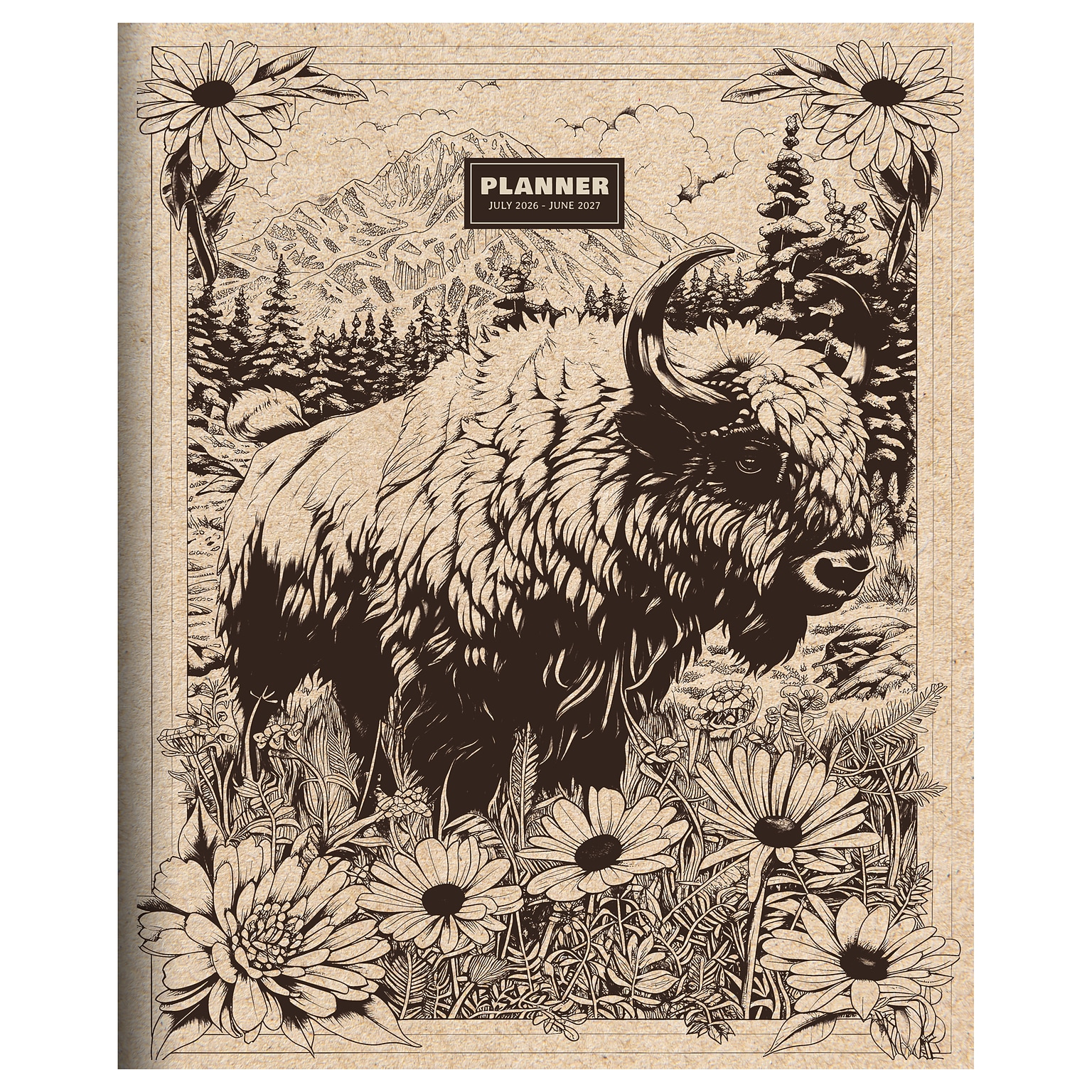 2026-2027 TF Publishing Wild Bison 9” x 11” Academic Monthly Planner, Paperboard Cover (AY27-4506)