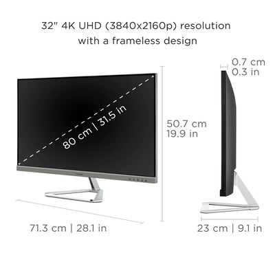 ViewSonic 32" UHD 4K 60Hz LCD Monitor, Silver (VX3276-4K-MHD)