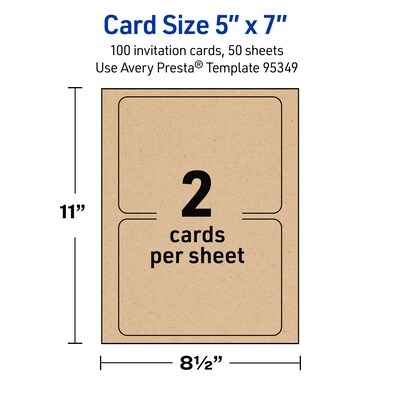 Avery Matte General Use Blank Cards, Kraft Brown, 100/Box (95349)