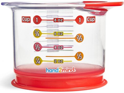 hand2mind Rainbow Fraction Liquid Measuring Cups, 6/Set (94468)