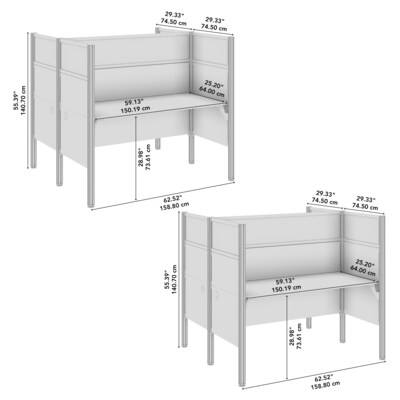 Bush Business Furniture Pro-Biz 55.39"H x 125.04"W 4 Person Back to Back Cubicle Panel Workstation, White (100875DG-17)