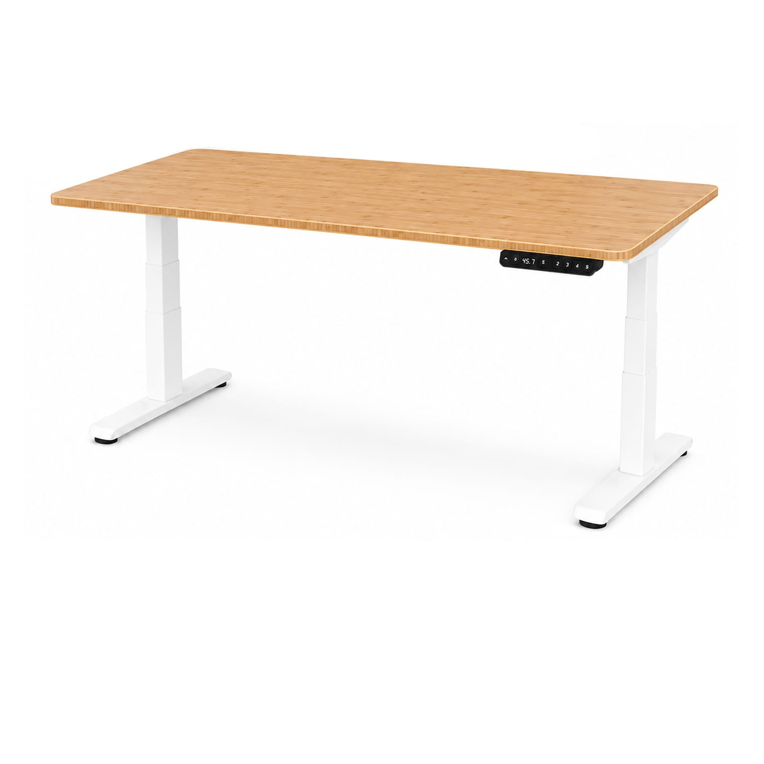 Uncaged Ergonomics Rise Up 60W Electric Adjustable Bamboo Standing Desk, Natural/White (RUWB)