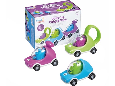 hand2mind Popping Fidget Cars, Assorted Colors, 3/Set (95428)