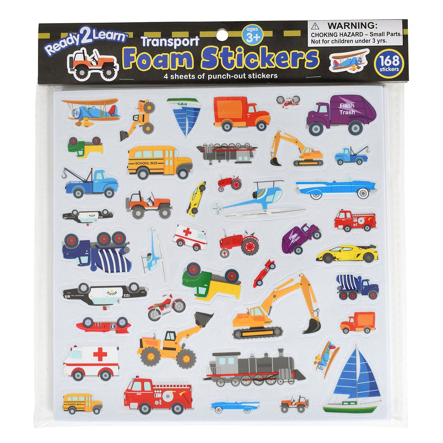Ready2Learn Foam Transport Stickers, Multicolored, 168/Pack (CE-10096)