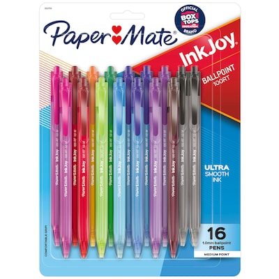 Paper Mate InkJoy Retractable Ballpoint Pens, Medium Point, Assorted Ink, 16/Pack (1952706)