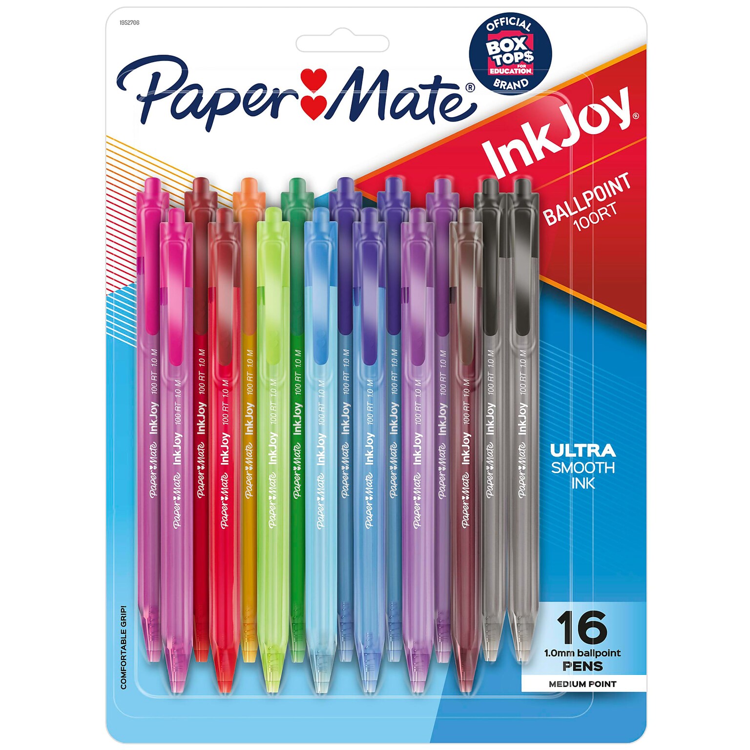 Paper Mate InkJoy Retractable Ballpoint Pens, Medium Point, Assorted Ink, 16/Pack (1952706)