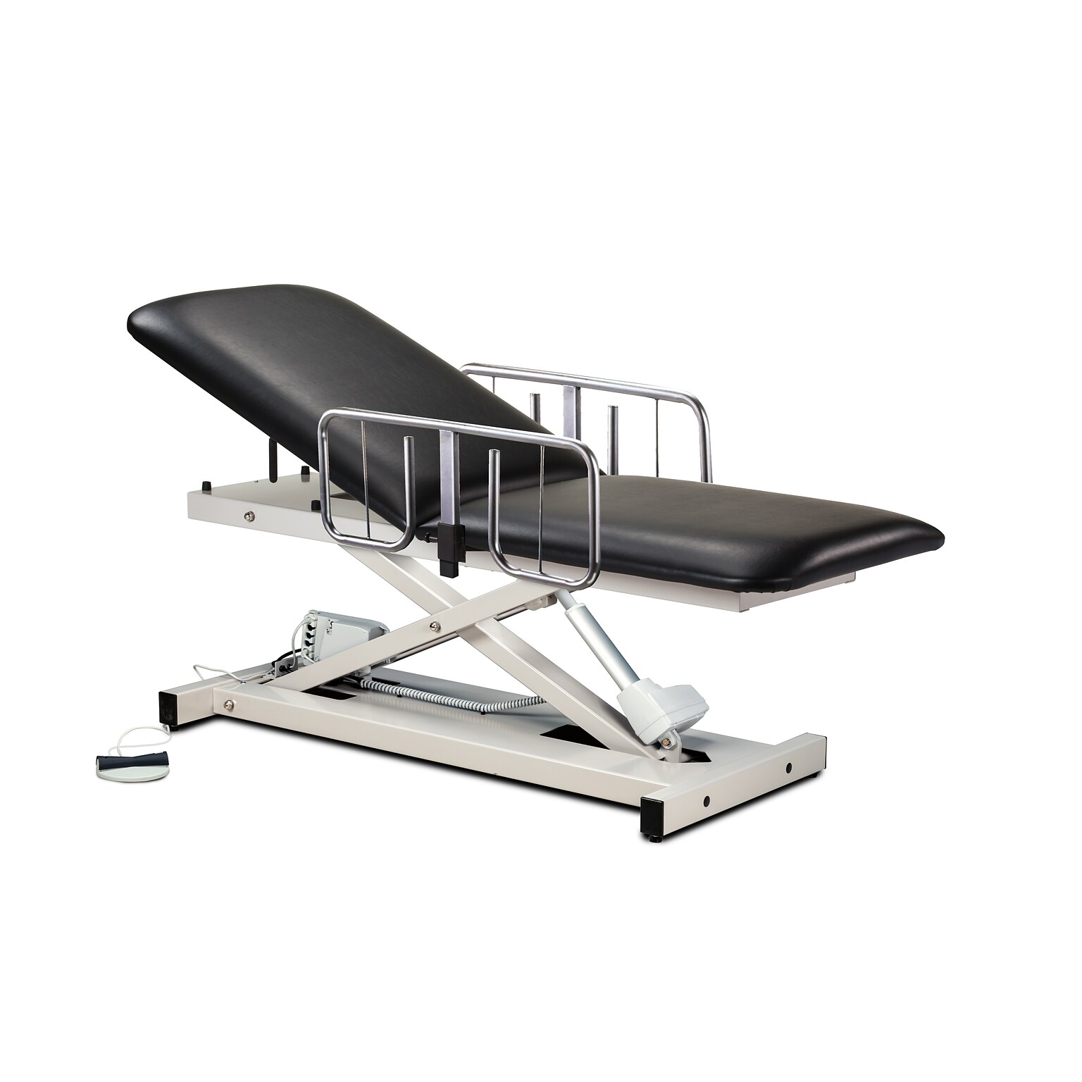 Clinton Industries Power 500 Electric Height Adjustable Open Base Power Table with Adjustable Backrest and Side Rails