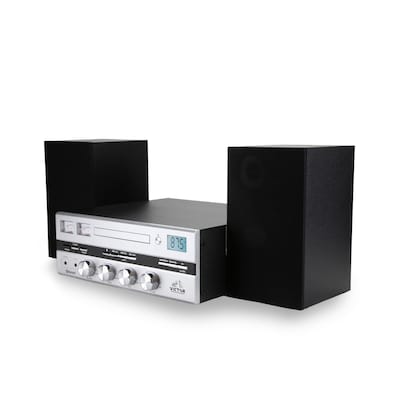 Victor Milwaukee 50 Watt Desktop CD Stereo Wireless Bluetooth System, Silver (VDTS-4450-SL)
