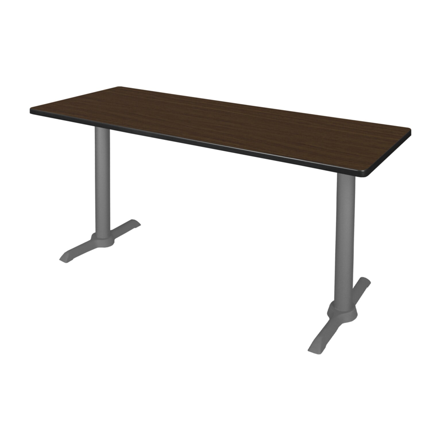 Regency Cain Steel T-Base Training Seminar Table, 66 x 24, Neo Walnut/Grey Base (MTRCT6624NWGY)