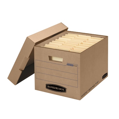 Bankers Box Heavy-Duty Corrugated File Storage Boxes, Lift-Off Lid, Letter/Legal Size, Kraft, 25/Carton (7150001)