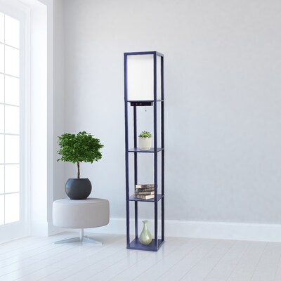 Creekwood Home Classix 62.5" Floor Lamp with Rectangular Shade, Navy Blue (CWF-3009-NV)
