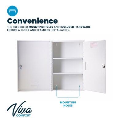 Viva Comfort Large Double Door Medicine Locking Secure Storage Medical Cabinet, 1.7 cu. ft., White (ADIME999-03-WHI-MK)