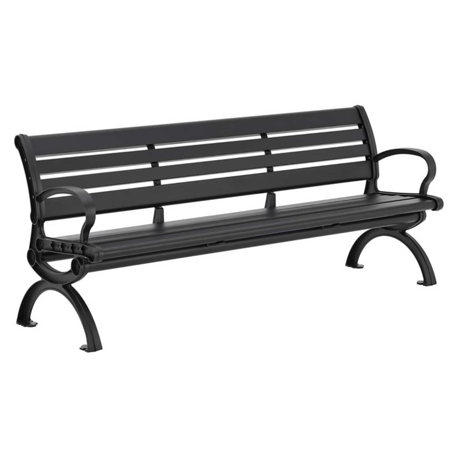 Global Industrial 6 Aluminum Park Bench w/ Backrest, Black (436978BK)