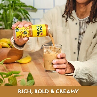 Café Bustelo Ready to Drink Café con Leche Liquid Coffee, Espresso Roast, 11 oz., 12 Cans/Carton (91480)