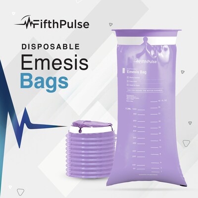 FifthPulse Emesis Bags Disposable Medical Grade, Leak Resistant, Portable (1000ml), Lavender, 10 Pac