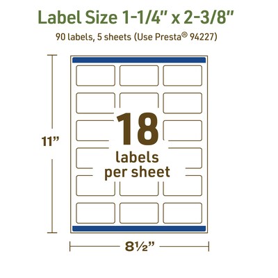 Avery Dissolvable Rectangle Multipurpose Labels, 1-1/4" x 2-3/8", Off-white, 90/Pack (94227)