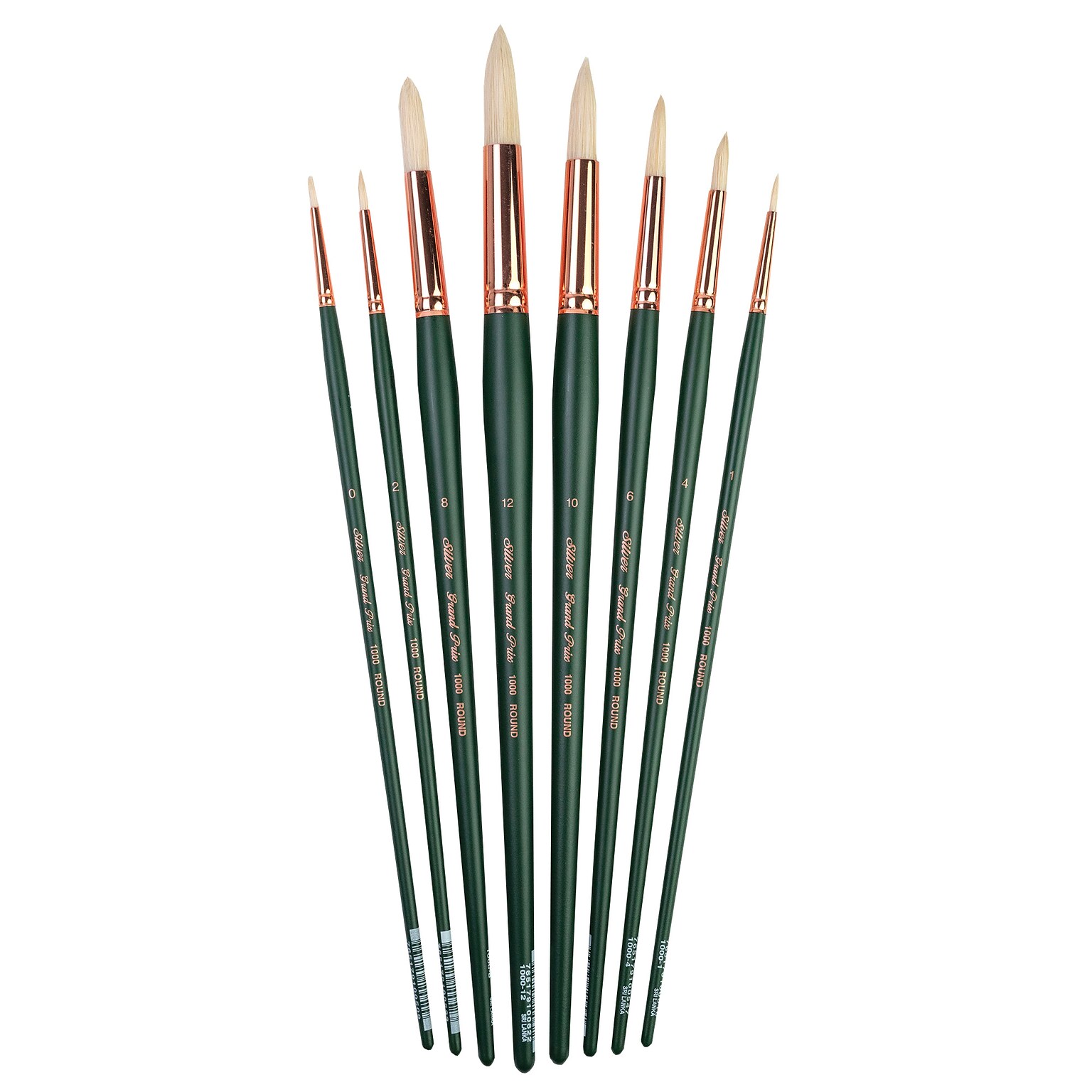 Silver Brush Natural Hog Bristle, Grand Prix All Round Brushes, 8/Pack (SLVGP1060)