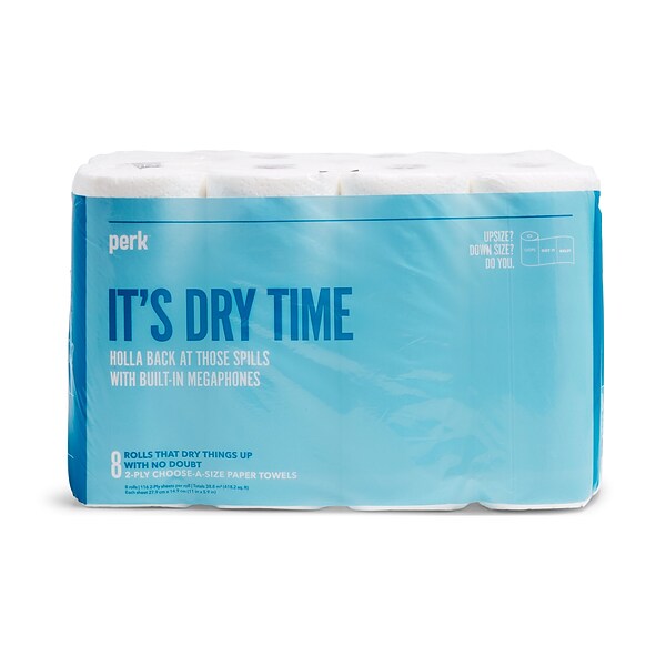 Perk™ Choose-A-Size Paper Towels, 2-ply, 116 Sheets/Roll, 8 Rolls/Pack (PK55113)