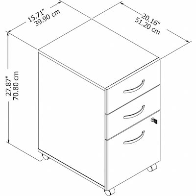 Bush Business Furniture Studio C 3-Drawer Mobile Vertical File Cabinet, Letter/Legal Size, Lockable, Storm Gray (SCF216SGSU)