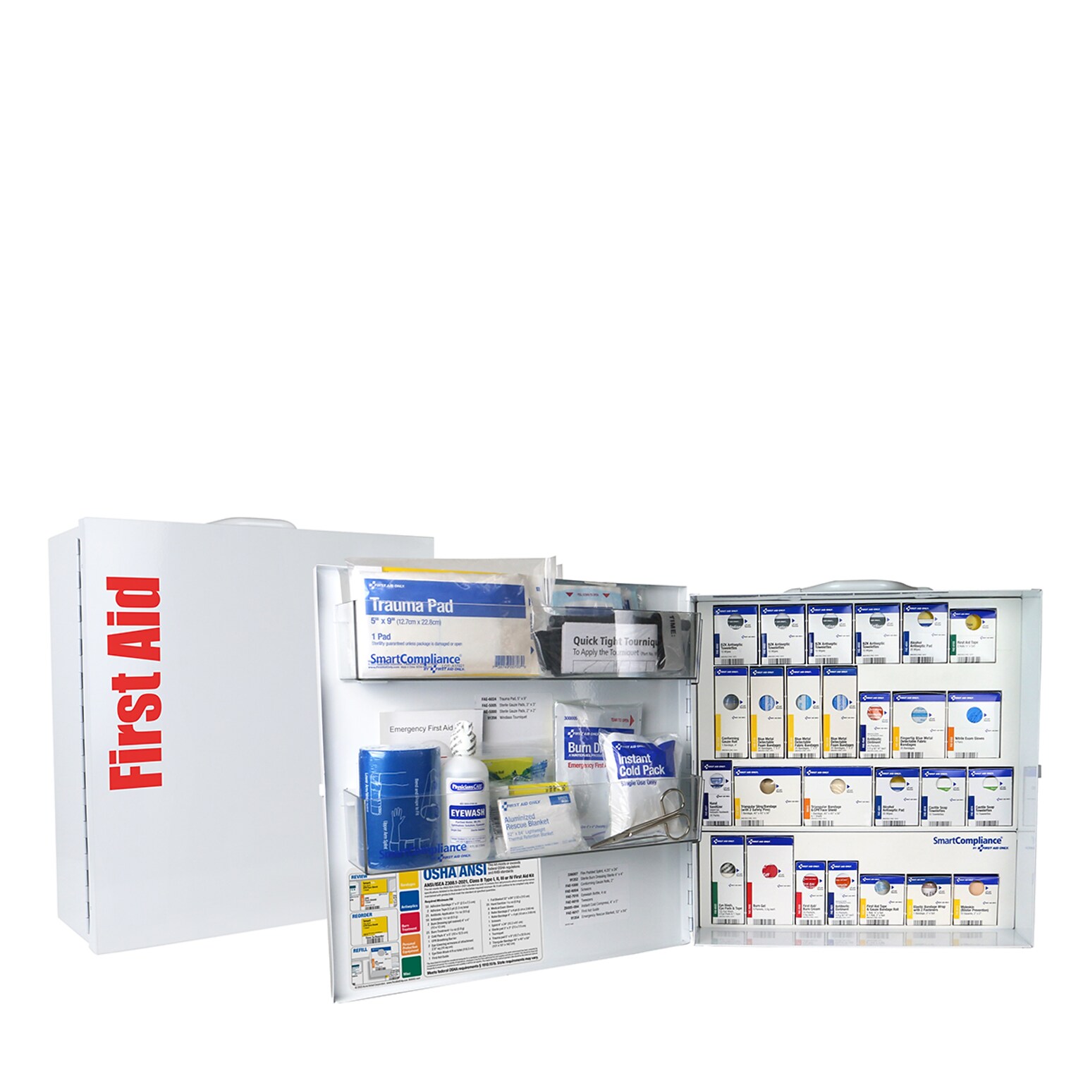 SmartCompliance Food Service First Aid Cabinet, ANSI Class B, 100 People, 337 Pieces (91379)