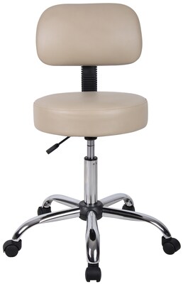 Boss Caressoft Armless Doctor's Stool with Backrest, Beige (B245-BG)