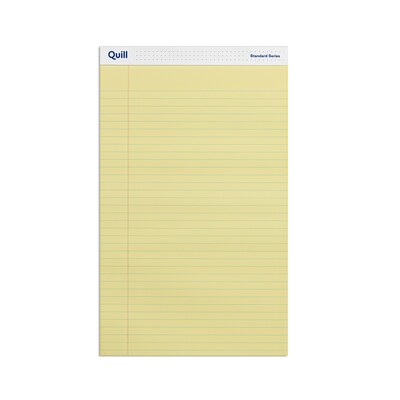 Quill Brand® Standard Series Legal Pad, 8-1/2 x 14, Wide Ruled, Canary Yellow, 50 Sheets/Pad, 12 P