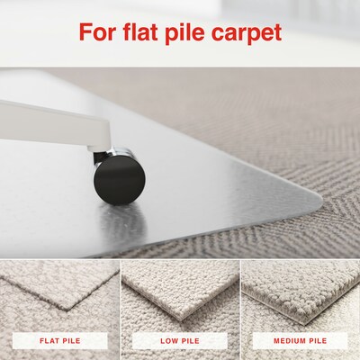 Quill Brand® Chairmat, For Flat-Pile Carpets, No Lip, Rectangular, 46" x 60"