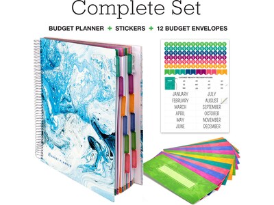 Global Printed Products 8.5" x 11" Budget Planner & Monthly Bill Organizer, Paperboard Cover, Blue/White (GPP-0073B)