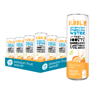 Bubblr Antioxidant Passion Fruit Wondr Flavored Sparkling Water, 12 oz., 12 Cans/Pack (WIC39922)