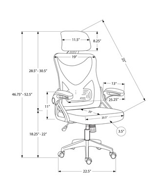 Monarch Specialties Inc. Mesh Swivel Computer and Desk Chair, Black (I 7334)