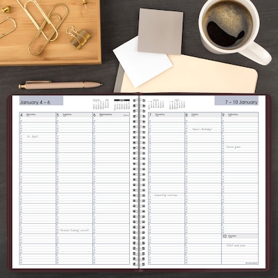 2027 AT-A-GLANCE DayMinder 8" x 11" Weekly Appointment Book, Faux Leather Cover, Burgundy (G520-14-27)