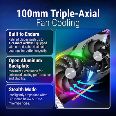PNY NVIDIA GeForce RTX 5080 EPIC-X ARGB OC Triple Fan PCIe 5.0 16GB GDDR7 Gaming Graphics Card, 2295 MHz Core, Black